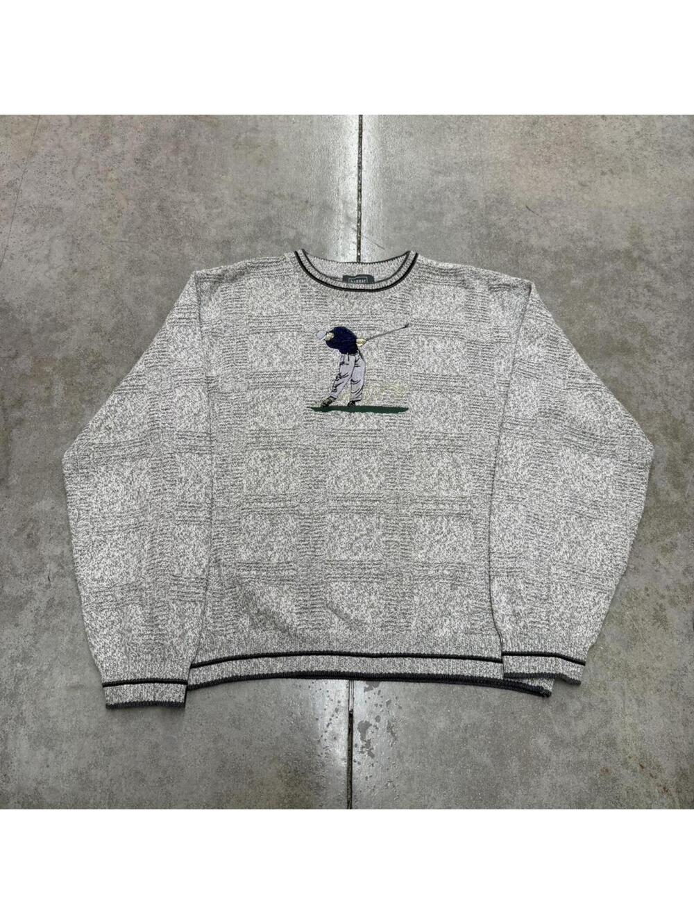 vintage haggar tour golf grey embroidered logo crewneck size large